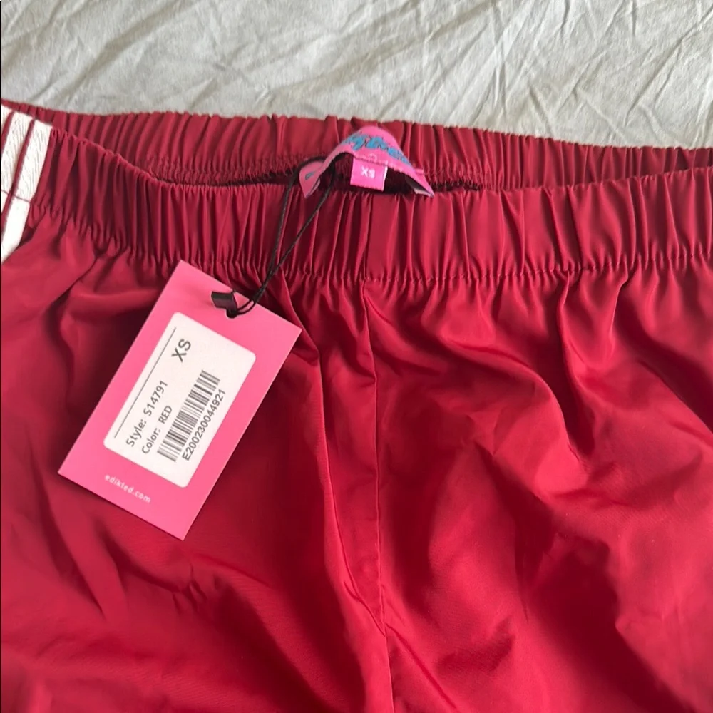 Edikted Red and White Track Pants with Classic Stripes - Picture 2 of 2
